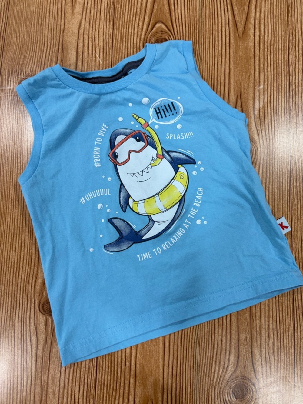 4/$20 Kiko Blue Boys' Shark Graphic Tank Top 100% Cotton Size 3